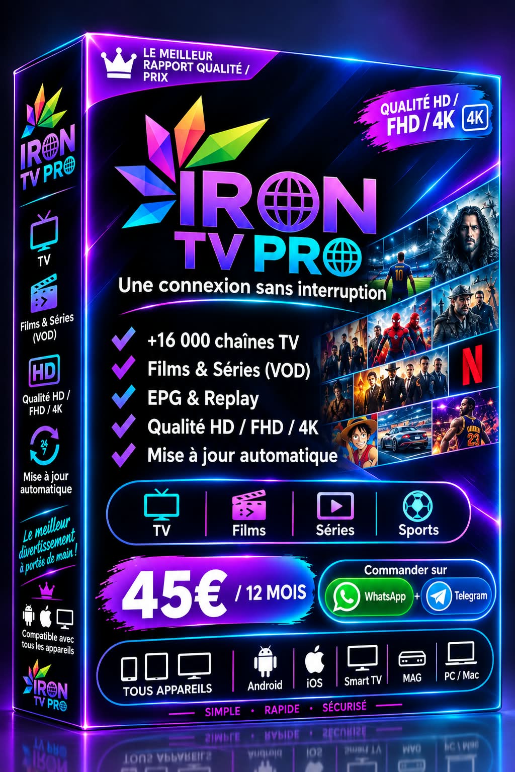 Iron TV Pro – Abonnement 12 mois – ShowIPTV4K